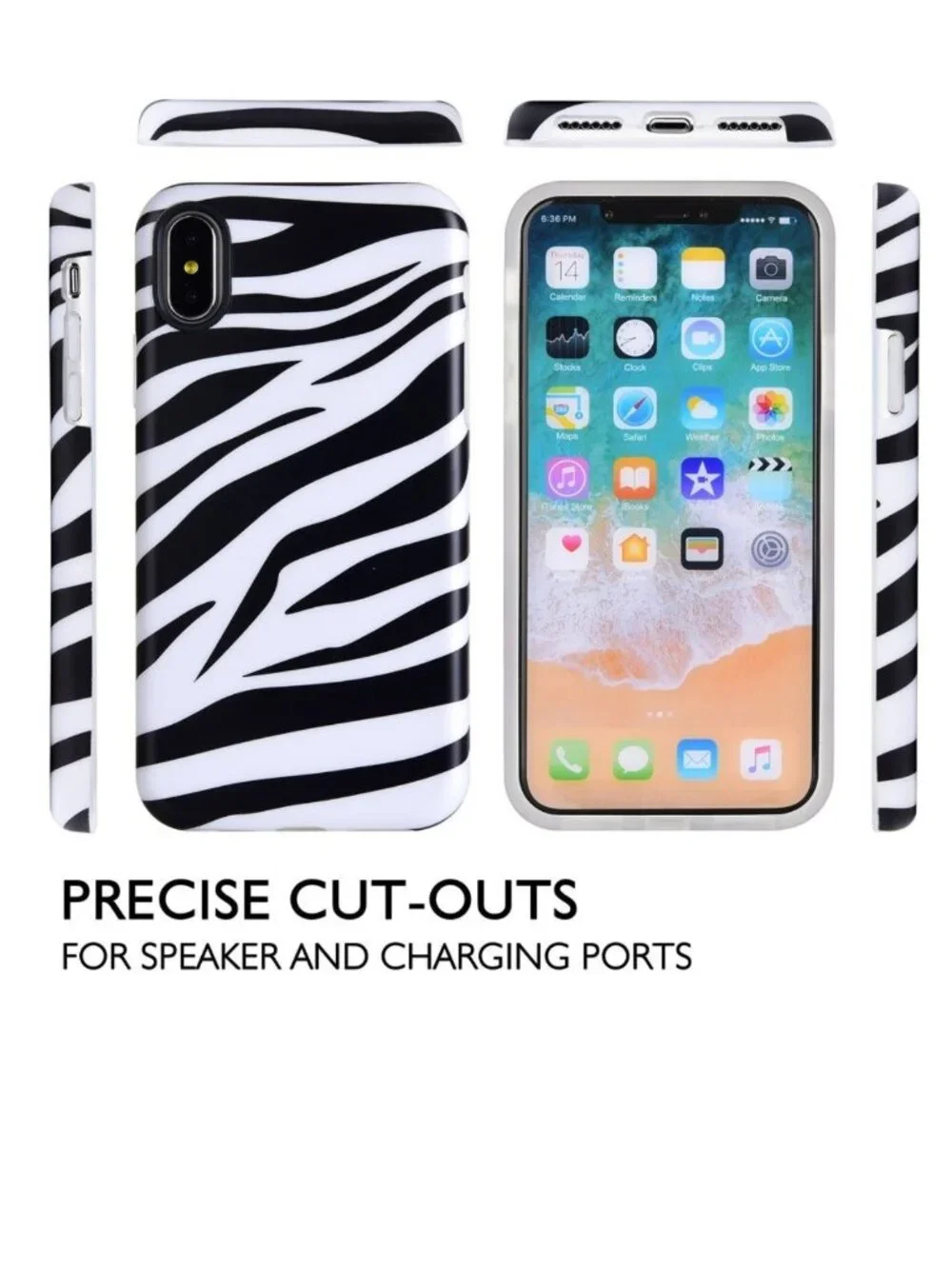 NEW iPhone Xs 10s X 10 Cell Phone Case Cover Zebra Animal Print Black White NIP